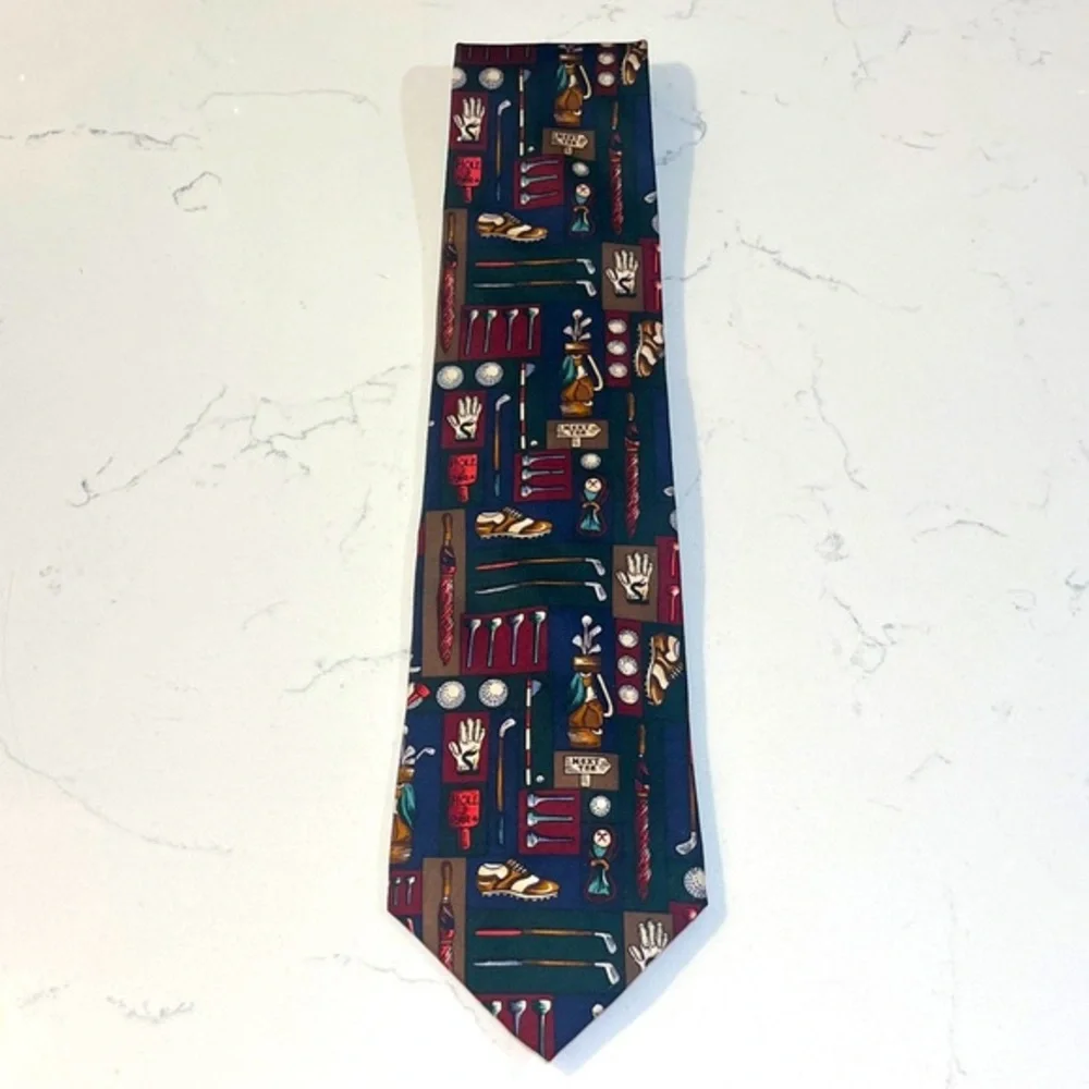 Alynn Golf Novelty Neckware Multicolor Silk Men's Tie